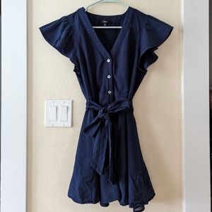 Lulu's Daytime Dreamer Navy Blue Button Up Mini Dress